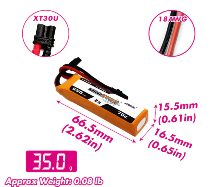 CNHL MiniStar HV 550mAh Lipo Batería